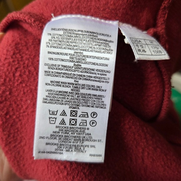 Brooks Brothers Red Fleece Men's Red Quarter Zip Sweatshirt Pullover M Classic - Picture 10 of 10